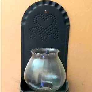 Tin punched votive holder wall hanging